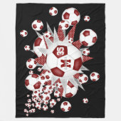 maroon witte voetballen sterren meisjes naam fleece deken (Voorkant)