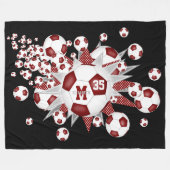 maroon witte voetballen sterren meisjes naam fleece deken (Voorkant (Horizontaal))