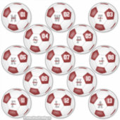 Maroon-witvoetbalteam kleuren jongens meisjes zett sticker (Voorkant)