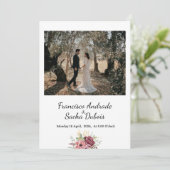 Maroon Wreath flower Wedding Save the Date Kaart (Staand voorkant)