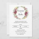 Maroon Wreath flower Wedding Save the Date Kaart (Achterkant)