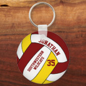 Maroon Yellow gepersonaliseerd jongens volleybal Sleutelhanger (Voorkant)