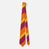 Maroon Yellow & Oranje Brede Regimental Stripe Stropdas (Voorkant)