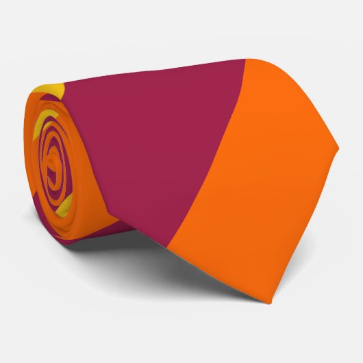 Maroon Yellow & Oranje Brede Regimental Stripe Stropdas (Opgerold)