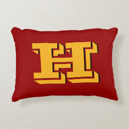 Maroon & Yellow School Pride Color Style Monogram Accent Kussen