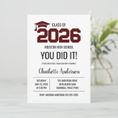 Maroon You Did It Graduation Photo Kaart (Staand voorkant)