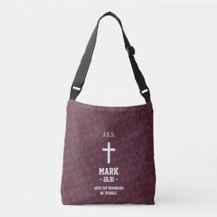 Maroon Zebra Stripes Patroon Bijbelvers Christelij Crossbody Tas