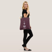 Maroon Zebra Stripes Patroon Bijbelvers Christelij Tote Bag (Op model)