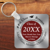 Maroon, zilver, middelbare school reünie souvenirs sleutelhanger (Voorkant)