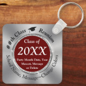 Maroon, zilver, middelbare school reünie souvenirs sleutelhanger (Achterkant)