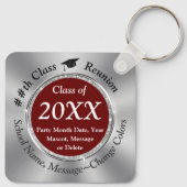 Maroon, zilver, middelbare school reünie souvenirs sleutelhanger (Achterkant)