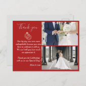Maroon & Zilveren Vector Trouwring Dank u Briefkaart (Voorkant / Achterkant)