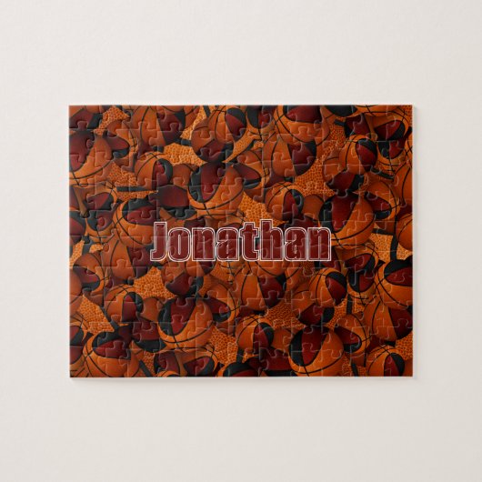 Maroon zwart basketbal jongens meisjes team kleure legpuzzel (Horizontaal)