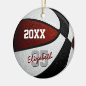 Maroon Zwart Basketbal Team Kleuren Keepsake Keramisch Ornament (Links)