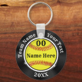 Maroon, zwart en grijs goedkope softbal sleutelhanger (Achterkant)