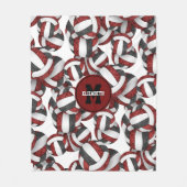 Maroon zwart meisjes volleybal team kleuren fleece deken (Voorkant)