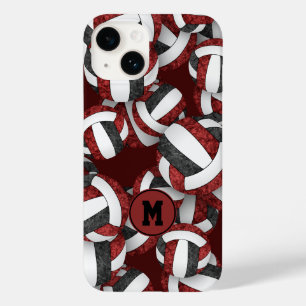 Maroon zwart meisjesvolleyballen patroon geschenke Case-Mate iPhone 14 hoesje