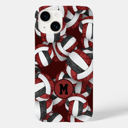 Maroon zwart meisjesvolleyballen patroon geschenke Case-Mate iPhone case (Achterkant)