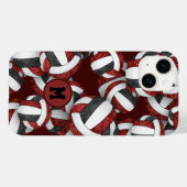 Maroon zwart meisjesvolleyballen patroon geschenke Case-Mate iPhone case (Achterkant (horizontaal))