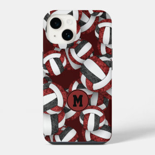 Maroon zwart meisjesvolleyballen patroon geschenke iPhone 14 hoesje
