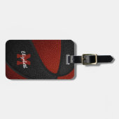 Maroon zwart team kleuren gepersonaliseerd basketb bagagelabel (Voorkant horizontaal)