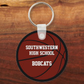 maroon zwart team kleuren jongens meisjes basketba sleutelhanger (Achterkant)