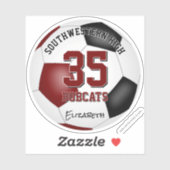 maroon zwart team kleuren jongens voetbal sticker (Vel)