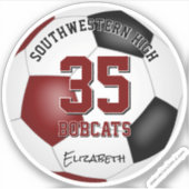 maroon zwart team kleuren jongens voetbal sticker (Voorkant)