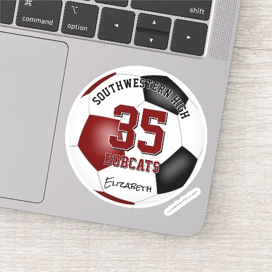 maroon zwart team kleuren jongens voetbal sticker (Detail)