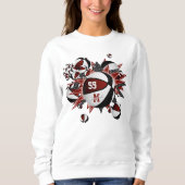 maroon zwart team kleuren meisjes basketballen trui (Voorkant)