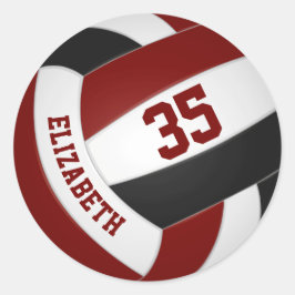maroon zwart team kleuren meisjes volleybal ronde sticker