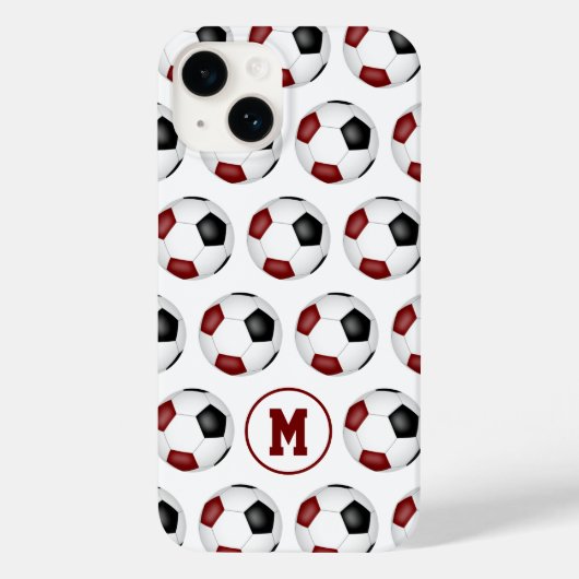Maroon zwart voetballen patroon monogram Case-Mate iPhone case (Achterkant)
