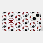 Maroon zwart voetballen patroon monogram Case-Mate iPhone case (Achterkant (horizontaal))