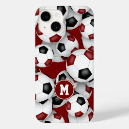 Maroon zwart voetbalteam kleuren sportpatroon Case-Mate iPhone 14 hoesje