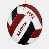 Maroon zwart volleybal team kleuren gepersonalisee keramisch ornament (Links)