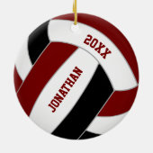 Maroon zwart volleybal team kleuren gepersonalisee keramisch ornament (Achterkant)