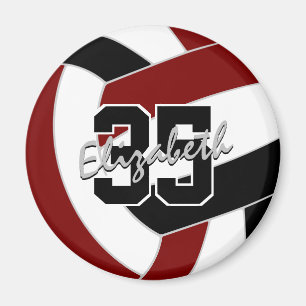 Maroon Zwart Volleybal Team Kleuren Geschenken Magneet
