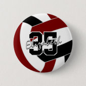 Maroon zwart volleybal team kleuren ronde button 5,7 cm (Voorkant)