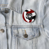 Maroon zwart volleybal team kleuren ronde button 5,7 cm (In situ)