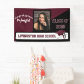 Maroon, zwart, wit Afstuderen Spandoek (Insitu)