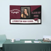 Maroon, zwart, wit Afstuderen Spandoek (Beurs)