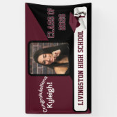 Maroon, zwart, wit Afstuderen Spandoek (Verticaal)