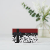 Maroon zwart wit damast aangepaste visitekaartjes (Staand voorkant)