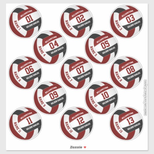 maroon zwarte 13 douanespelers volleyball sticker (Vel)