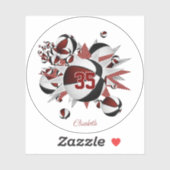 maroon zwarte basketballen sterren meisje jersey n sticker (Vel)