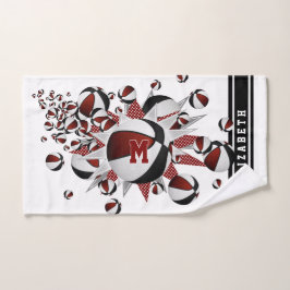 maroon zwarte basketballen sterren meisjes monogra handdoek