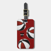 maroon zwarte basketbalteamkleuren bagagelabel (Voorkant verticaal)