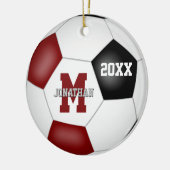maroon zwarte jongens schoolteam kleuren voetbal keramisch ornament (Links)