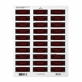 Maroon Zwarte Rozen Gotische bruiloft Etiket (Full Sheet)
