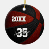 maroon zwarte teamkleuren keepslag basketbal keramisch ornament (Voorkant)